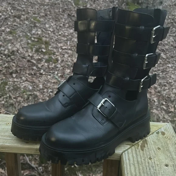 Jonak Size 8 Women's Black Strappy Boots - Picture 3 of 10